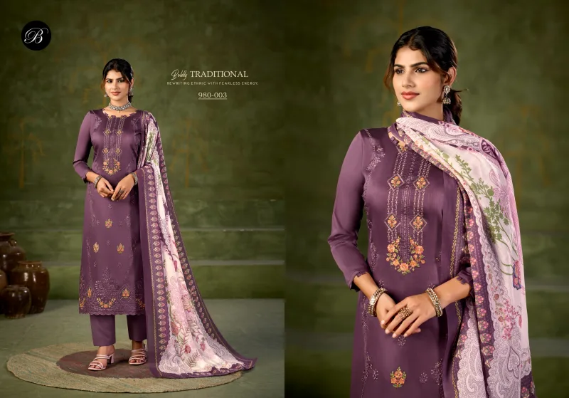 Zarqash Vol 18 By Belliza Jam Cotton Embroidery Dress Material
